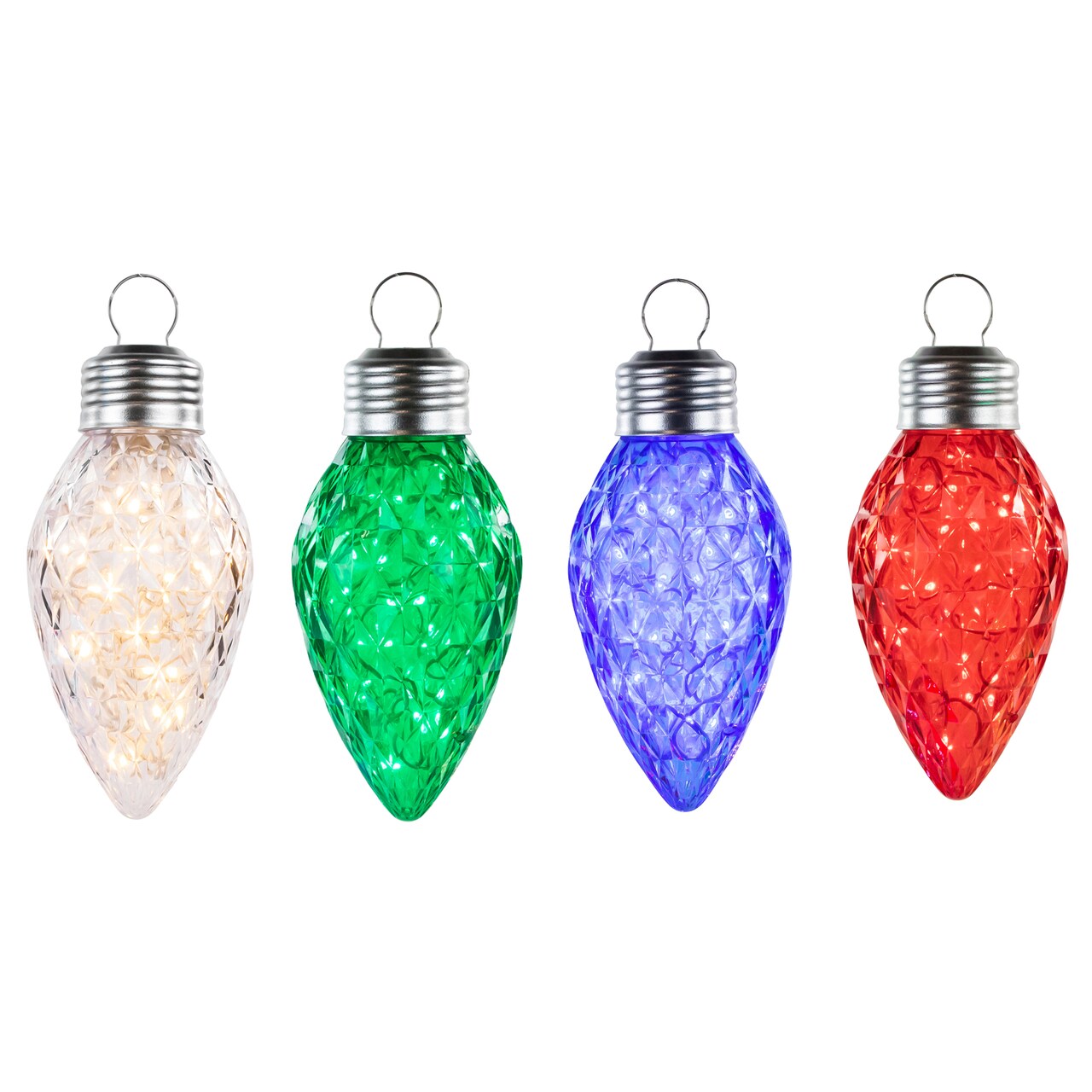 Northlight LED C9 Style Faceted Twinkle Christmas Lights - Multicolor - 9' White Wire - 4ct